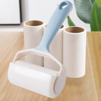 1手柄+4卷纸芯240撕-蓝白[升级双色]|粘毛器滚筒可撕式粘尘纸替换卷滚刷沾毛去毛黏灰尘头发刷衣服神器