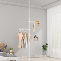顶天立地晾衣架卧室落地挂衣架子不锈钢简易衣帽架晒衣服杆置物架