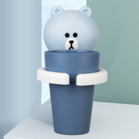 [粘墙式]洛克蓝小熊|儿童刷牙杯卡通宝宝牙缸牙刷杯子可爱家用壁挂防摔洗漱套装漱口杯