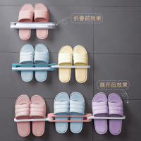 卫生间折叠放拖鞋架洗澡间门口置物墙上浴室壁挂式收纳神器免打孔