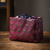 樱花漫舞(玫瑰紫)一壶两杯|中式 复古 云锦一壶两杯便携收纳袋茶具旅行收纳包 可