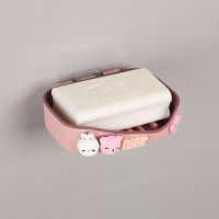 粉小兔子[单层]|沥水香皂盒吸盘卫生间置物架免打孔双层肥皂盒可爱壁挂式肥皂架