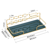 小号绿色长方单层(陶瓷款)带4孔电动牙刷孔|浴室洗漱台收纳架洗手间卫生间厕所牙刷收纳盒化妆用品镜前置物架
