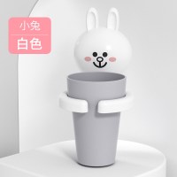 小兔白色(送牙刷+无痕挂钩)|儿童牙刷杯子卡通可爱洗漱杯壁挂式漱口牙杯架家庭组合套装多功能