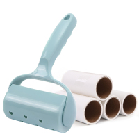 蓝色一杆4头|粘毛器吸衣服可撕式衣物沾毛刷子除毛发除尘器粘毛滚筒粘尘纸滚刷