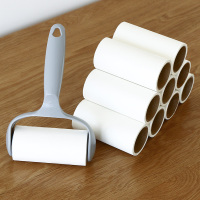 灰色1把手+5卷纸共300撕|滚筒粘毛器可撕式粘尘纸滚刷衣服毡除吸去毛刷黏毛头发神器沾满器