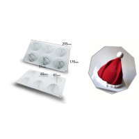 圣诞帽6连|圣诞节系列慕斯蛋糕模具大集合法式西点硅胶模具礼物铃铛圣诞帽模