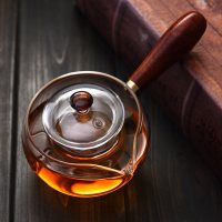 (固定内胆)花梨木侧把茶壶300ml单壶|电陶炉玻璃煮茶壶功夫茶具套装侧把泡茶器家用单红茶烧水水壶花茶