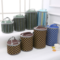 饭盒袋手提饭盒圆形便当袋子午餐加厚保温包带锡箔保温桶便当包