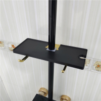 塑料黑金直径24/25mm适用|黑金色银色太空铝花洒淋浴杆挂钩置物架浴室免打孔托盘挂钩收纳架