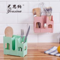 厨房挂式筷子笼吸盘筷子筒吸壁三格沥水置物架筷子架筷笼子餐具架