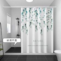 浴室防水浴帘套装免打孔磁性防水布浴帘直杆卫生间隔断帘防水加厚
