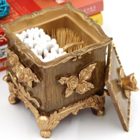 玫瑰木纹色二合一|牙签盒北欧ins带盖棉签盒牙签桶家用个性创意按压式牙签筒收纳盒