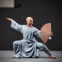 逍遥扇/ZSH|功夫小和尚茶宠摆件精品可养禅意装饰品茶桌摆设茶道茶具配件