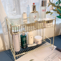 桌面化妆品收纳盒客厅浴室厨房卧室置物架梳妆台护肤品两层收纳架