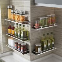 厨房置物架收纳架浴室免打孔不锈钢单层墙上置物架调料架厨房用品