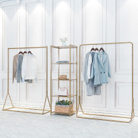 简约金色服装店衣架展示架落地式挂衣架衣服架男女童装店货架组合