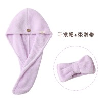 干发帽紫色+束发带蝴蝶结紫色|2条装干发帽女吸水洗头擦头发速干可爱浴帽干发包头巾