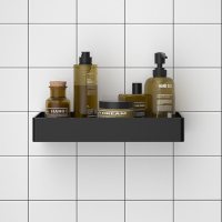 30CM单层四方篮|黑色卫生间置物架壁挂免打孔浴室毛巾厕所转角墙上三角冲凉房收纳