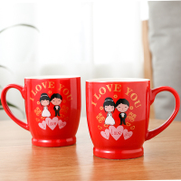 款式(2)-[不送牙刷]|结婚陶瓷牙杯情侣套装卫生间刷牙缸卫浴杯子漱口杯洗漱一对杯红色