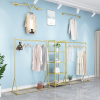 服装店展示架女装店专用衣架货架落地式童装店挂衣杆服装架子金色