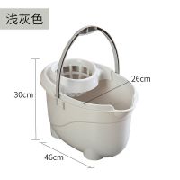 北欧灰|大号加厚带轮拖把桶塑料老式家用地拖桶海棉抹布拖把拧干甩干水桶