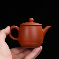 正宗紫砂壶功夫茶壶圆肚螺纹壶泥壶半手工潮汕茶壶厂家茶具120ml