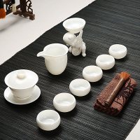 猪油白玉瓷10件套(盖碗)|高白玉瓷功夫茶具羊脂玉套装茶壶杯陶瓷盖碗整套家用礼盒德化白瓷