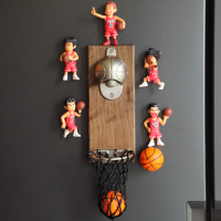 乳白色红5+篮球起瓶+2球|篮球开瓶器冰箱贴灌篮高手啤酒起瓶器樱木花道立体磁贴磁吸酒起子