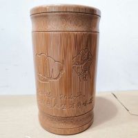 18高双纹拼搏单个无孔|竹筷筒筷子筒沥水收纳筷笼竹签筒复古竹制筷子桶串串香签子桶