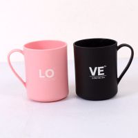 LOVE(粉+黑)送牙刷|创意家用漱口杯子情侣一对刷牙杯结婚牙刷杯洗漱杯塑料牙缸套装