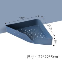 北欧蓝三角置物架|浴室卫生间置物架三角架免打孔厕所墙上壁挂洗澡沐浴露转角收纳架