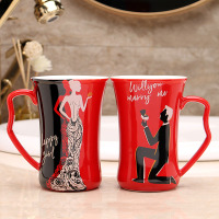 同心永结无底座|结婚情侣红色陶瓷漱口杯一对喜庆刷牙洗漱杯子套装创意婚庆礼物