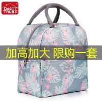 加大加厚饭盒保温袋便当手提铝箔包条纹带饭手拎帆布袋子学生餐盒