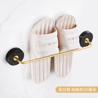阿尔卑斯30厘米拖鞋架黑白根天然大理石+实心铜(免打孔)|浴室拖鞋架大理石创意卫生间置物架门后拖鞋沥水架厕所壁挂收纳架