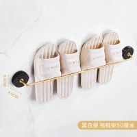 阿尔卑斯50厘米拖鞋架黑白根天然大理石+实心铜(免打孔)|浴室拖鞋架大理石创意卫生间置物架门后拖鞋沥水架厕所壁挂收纳架