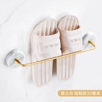 阿尔卑斯30厘米拖鞋架爵士白天然大理石+实心铜(免打孔)|浴室拖鞋架大理石创意卫生间置物架门后拖鞋沥水架厕所壁挂收纳架
