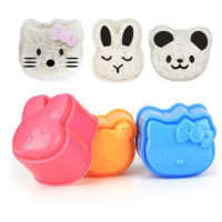 小熊寿司饭团模具三件套|蛋糕盘寿司模具套装 创意心形寿司模 烘焙果冻布丁杯千层饭团模具