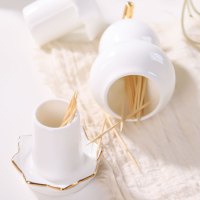 景德镇手工描金陶瓷牙签筒创意家用骨瓷纯白牙签筒