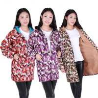 围裙长袖加绒加厚厨房防水正穿男女罩衣迷彩大褂棉衣外套工作服