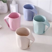斜口杯 米色|牙刷杯女小麦刷牙杯子家用洗漱杯学生漱口杯情侣塑料杯