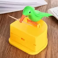 绿鸟展翅+黄色底座 送牙签880|小鸟牙签盒智能牙签收纳盒家用牙签罐按压弹出小鸟牙签筒可爱展翅