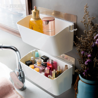 双庆吸盘式收纳架厨房免打孔墙上塑料壁挂架厕所卫生间浴室置物架