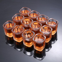 12只65毫升烈酒杯|家用加厚创意无铅玻璃白酒洋酒烈酒一口杯ktv小号四方杯酒具套装