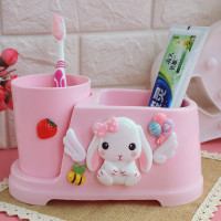 粉色长耳兔款单人套|创意卡通家用可爱双人闺蜜洗漱杯情侣套装卫浴牙刷架儿童刷牙杯子