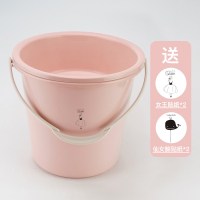 粉色17升(盆桶套装送贴纸)|桶盆套装家用水桶宿舍脸盆洗衣桶学生储水带盖洗澡圆桶加厚塑料桶