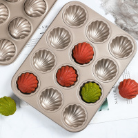 12连金色不粘玛德琳模具日式贝壳蛋糕烤盘家用工具烤箱用烘焙模具