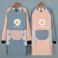 长袖围裙女家用厨房防水防油工作服时尚做饭围腰带袖罩衣大人