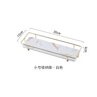白色金纹(小号)|浴室洗漱台化妆品盒收纳架置物架卫生间厕所洗手台桌面大理石托盘