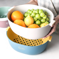 双层沥水篮洗菜盆子塑料淘菜洗菜篮家用厨房创意水果盘果篮